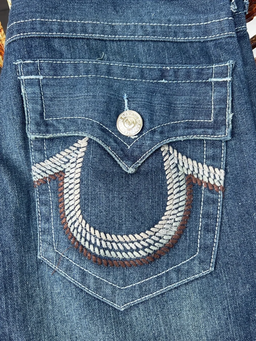True Religion Men’s 32x32 Button Fly Bootcut Blue Jeans